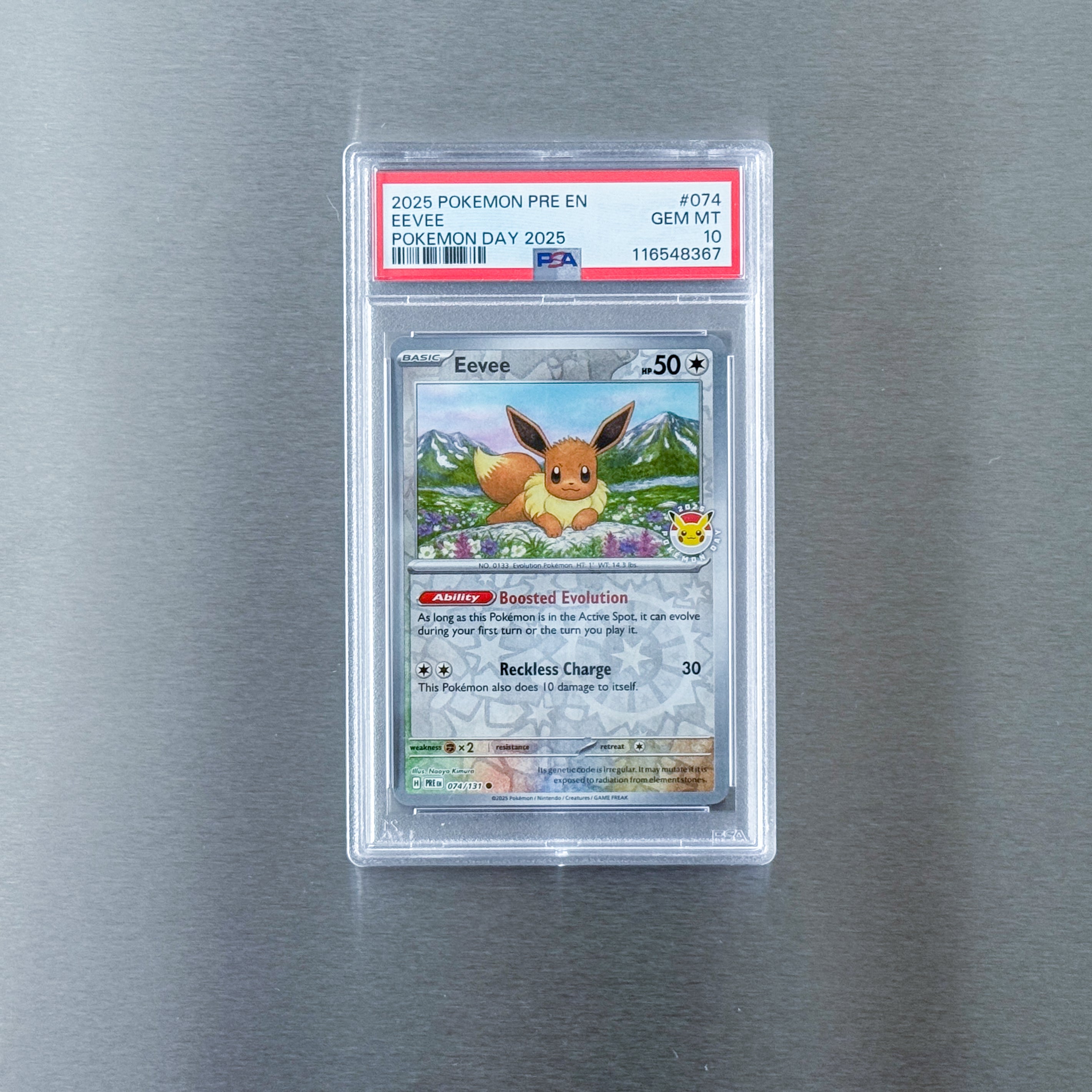 2025 EEVEE POKEMON DAY STAMPED PROMO HOLO PSA10